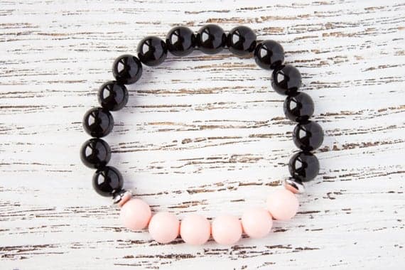 Black Pink Bracelet Party Bracelet Minimalist Bracelet Colorful Dainty Bracelet Sister Mother Bracelet Gift for Her Fashionable Bracelet 8mm  Code- WAR9203