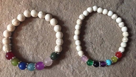 Anxiety Gemstone 6mm Multi Colour Howlite Stretchable Bracelet Round, Smooth 18cm for mens, womens, gf, bf and adults.