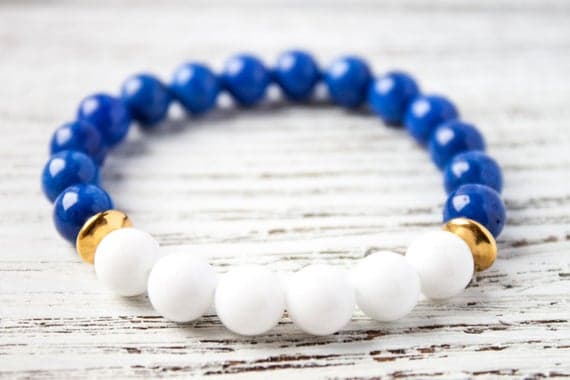 Blue White Bracelet Blue White Gold Bracelet Navy Bracelet Minimalist Bracelet Sister Gift Mother Bracelet Gift for Her Fashionable Bracelet 8mm  Code- WAR9204