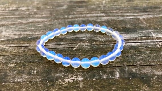 chakras simple 6mm Stretchable White Opalite Bracelet Round, Smooth 7" for mens, womens, gf, bf & Adult.