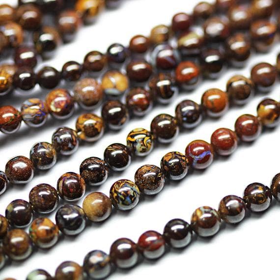 1 strand australian boulder opal round ball smooth 16'' long strand gemstone beads, jewelry supplies for jewelry making,  for meditation jewellery for Reiki Healing  gemstone size 5mm