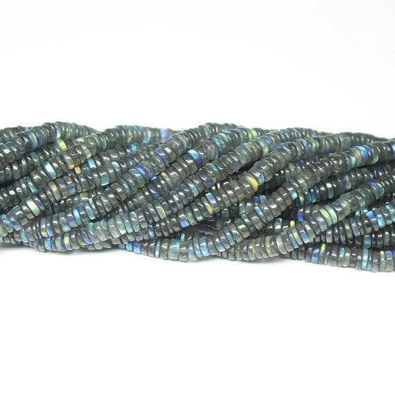 1 strand labradorite tyre wheel smooth 14'' long strand gemstone beads, jewelry supplies for jewelry making, bulk beads, for meditation jewellery for Reiki Healing  gemstone size 4mm to 5mm