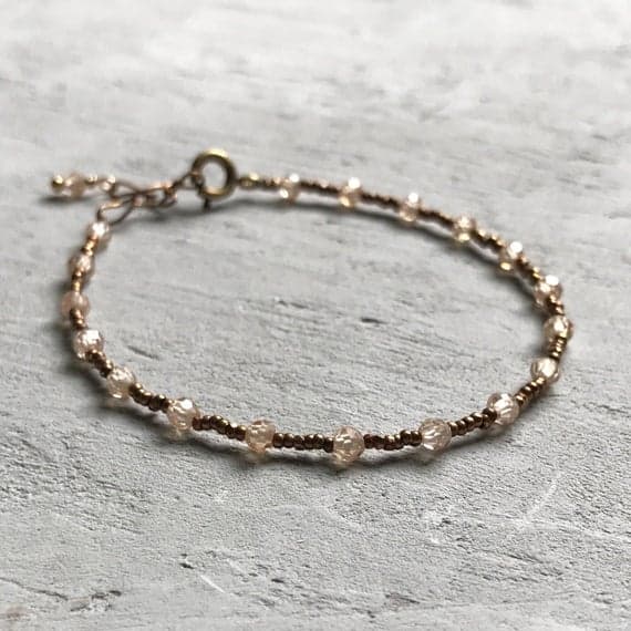 24k gold Plated Wholesale gold helling 3mm stacking Peach Peach zircon  Bracelet Rondelle, Faceted 7" for mens, womens, gf, bf & Adult.