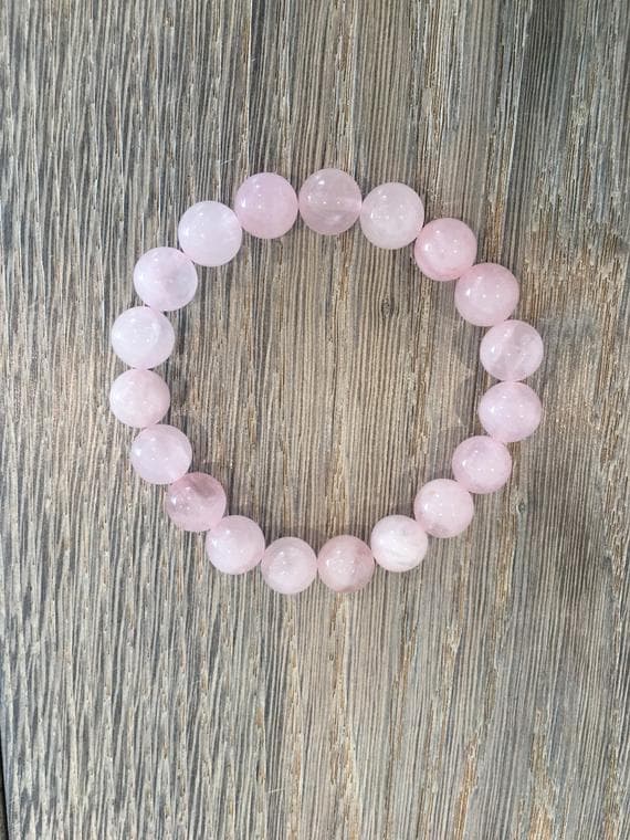 Anxiety Gemstone 8mm Stretchable Pink Rose Quartz Bracelet Round, Smooth 7" for mens, womens, gf, bf & Adult.