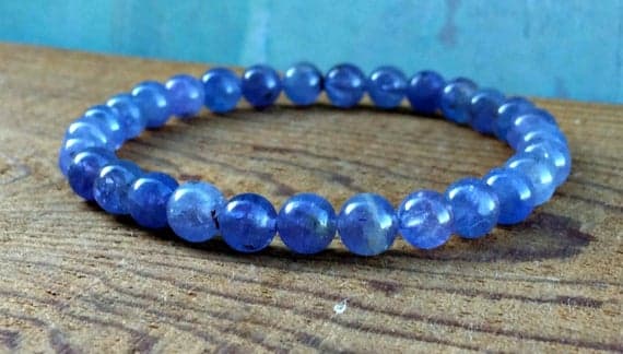 Unique Wedding Gift 6mm Stretchable Blue Blue Tanzanite Bracelet Round, Smooth 7" for mens, womens, gf, bf & Adult.