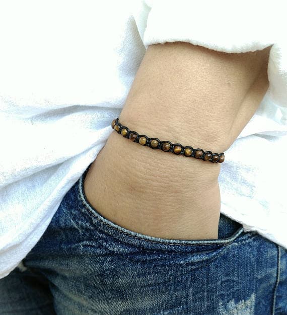 Blush Jewelry 4mm Multi Colour Tiger Eye SHAMBALLA  Adjustable Bracelet Round, Smooth 18cm for mens, womens, gf, bf and adults.