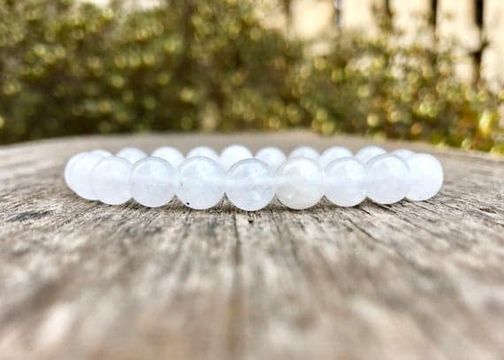 memorial gift 8mm Stretchable White Danburite Bracelet Round, Smooth 7" for mens, womens, gf, bf & Adult.