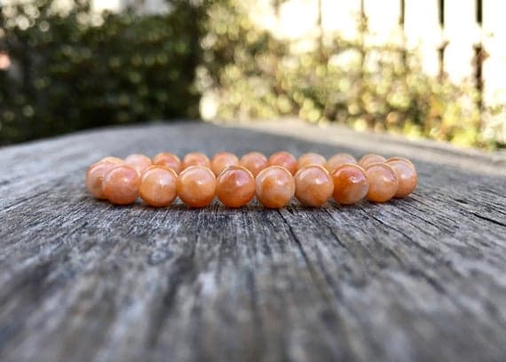 Blush Jewelry 8mm Stretchable Orange Calcite Bracelet Round, Smooth 7" for mens, womens, gf, bf & Adult.