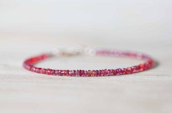 925 sterling silver memorial gift 2.5-3mm Multi Colour Padparadscha & Sapphire stacking Bracelet Rondelle , Faceted 18cm for mens, womens, gf, bf and adults.