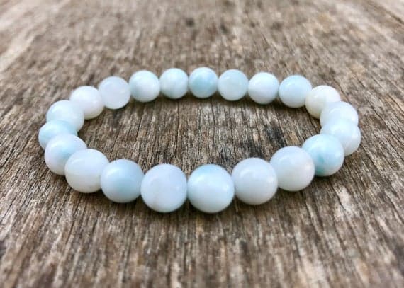 love beach youth 8mm Stretchable Sky Blue Larimar Bracelet Round, Smooth 7" for mens, womens, gf, bf & Adult.