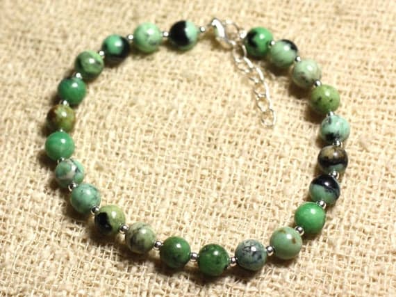 925 sterling Silver love beach youth Silver Helling 6mm Stracking Green Turquoise Bracelet Round, Smooth 7" for mens, womens, gf, bf & Adult.