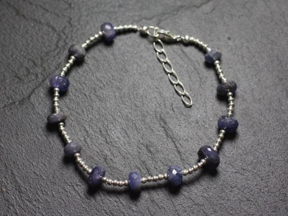 925 sterling Silver Wholesale Silver helling 6-8mm stacking Blue Tanzanite Bracelet Round, Faceted 7" for mens, womens, gf, bf & Adult.