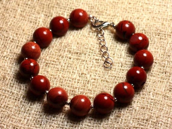 Bracelet sterling silver and 10mm red Jasper - stone Code- WAR6995