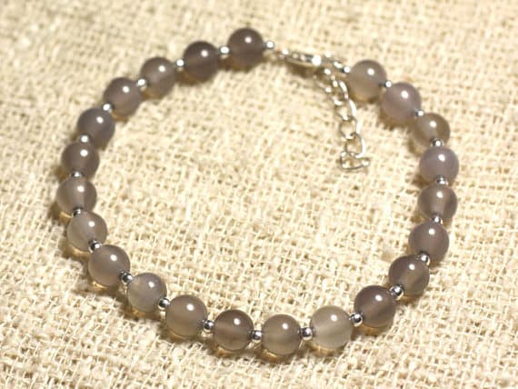 925 sterling Silver love beach youth Silver Helling 6mm Stracking Brown Smoky Quartz Bracelet Round, Smooth 7" for mens, womens, gf, bf & Adult.