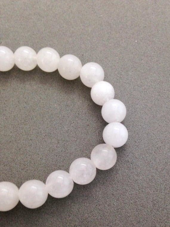 8mm White Jade Bead Bracelet for Good Luck, Good Fortune, Calming Frayed Nerves Code- WAR6168