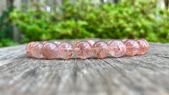 chakras simple 10mm Stretchable Orange Sunstone Bracelet Round, Smooth 7.5" for mens, womens, gf, bf & Adult.