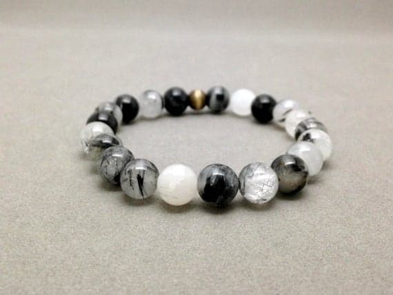 Tourmalated Quartz Stretch Bead Bracelet for Overall Healing, Spiritual GRounding & Growth, Transmutation of Negative Energy and Protection 8mm    Code- WAR6232
