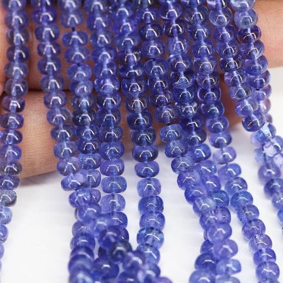 1 srand tanzanite rondelle smooth 18'' long strand gemstone beads, jewelry supplies for jewelry making, bulk beads, for meditation jewellery for Reiki Healing  gemstone size 3mm to 7mm