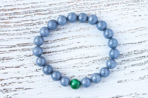 Gray Green Crystals Wrist Mala Beads Yoga Bracelet Emerald Distance Bracelet Boyfriend Promise Bracelet Cousin Bracelet Protection Amulet 8mm  Code- WAR9209
