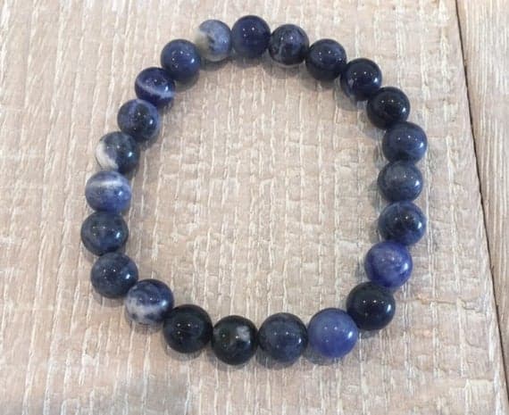 top quality 8mm Stretchable Blue Sodalite Bracelet Round, Smooth 7" for mens, womens, gf, bf & Adult.