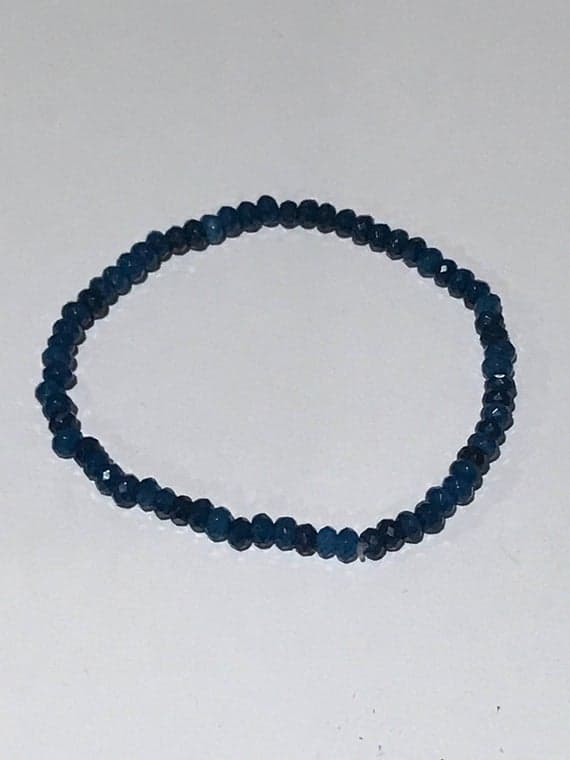 Empath Protection 4mm Stretchable Blue Sapphire Bracelet Rondelle, Faceted 7" for mens, womens, gf, bf & Adult.