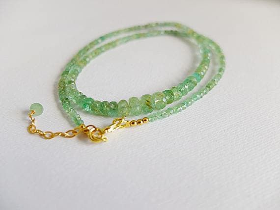 AAA++ Rare Quality Colombian Emerald necklace!Graduated Rondelles Emerald necklace,Colombian Emerald jewelry,Emerald necklace,aqua emerald,real genuine emerald 6 mm Code- TJH148