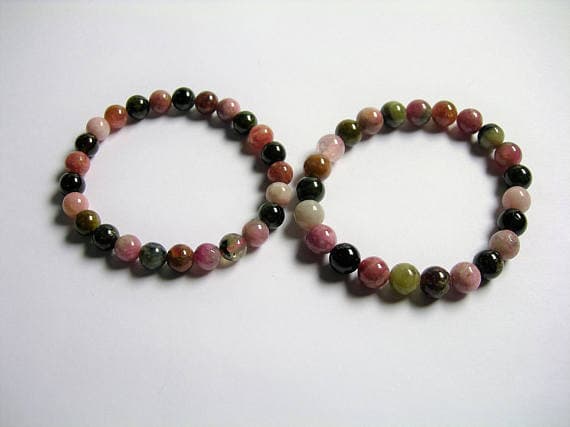 Tourmaline - 7mm Round beads - choice your size - 23 - 1 set - Multi color tourmaline Code- WAR6924