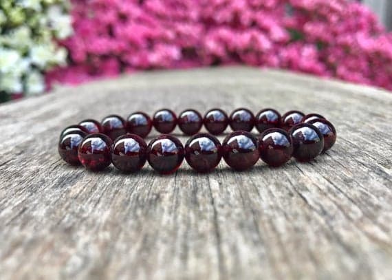 Super sale 8mm Stretchable Red Garnet Bracelet Round, Smooth 7" for mens, womens, gf, bf & Adult.