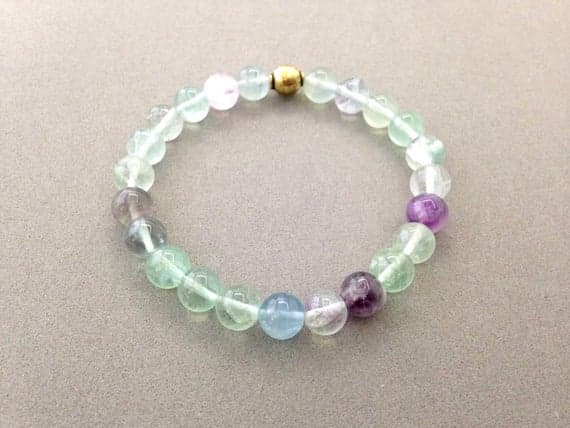 8mm Multi-Colored Rainbow Fluorite Stretch Bead Bracelet For Removing Negativity, Improving Problem Solving Skills & Enhanced Mental Clarity Code- WAR6225