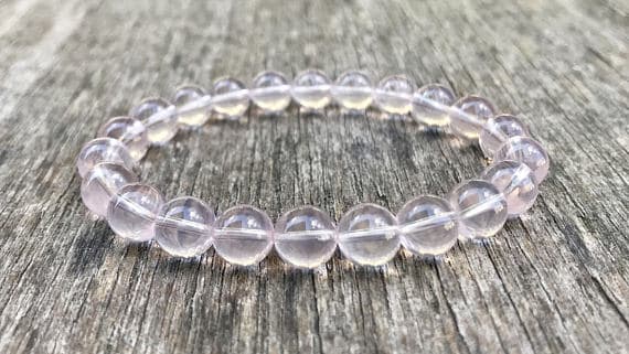 Jewelry Energy 8mm Stretchable Pink Rose Quartz Bracelet Round, Smooth 7" for mens, womens, gf, bf & Adult.