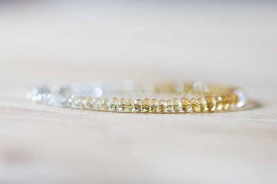 925 sterling silver Artisan Loose 3.5-4mm Multi Colour Citrine & Rainbow Moonstone stacking Bracelet Rondelle , Faceted 18cm for mens, womens, gf, bf and adults.