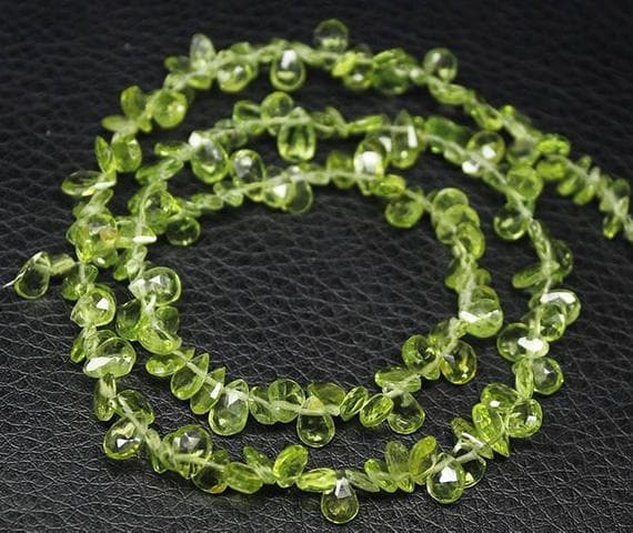 1 strand peridot pear drop faceted 16'' long strand gemstone beads, jewelry supplies for jewelry making, bulk beads, for meditation jewellery for Reiki Healing  gemstone size 5mm to 7mm
