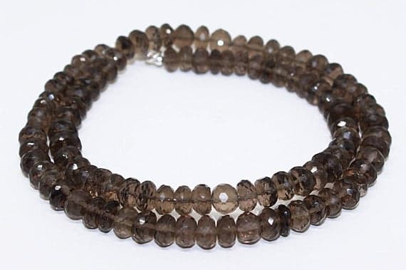 smocky quartz necklace rondelle faceted 18'strand gemstone beads, jewelry supplies for jewelry making, bulk beads, for meditation jewellery for Reiki Healing  gemstone 6-7mm