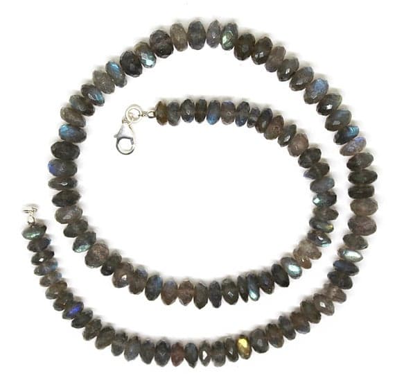 labradorite necklace rondelle faceted 18.5'strand gemstone beads, jewelry supplies for jewelry making, bulk beads, for meditation jewellery for Reiki Healing  gemstone 7-9mm