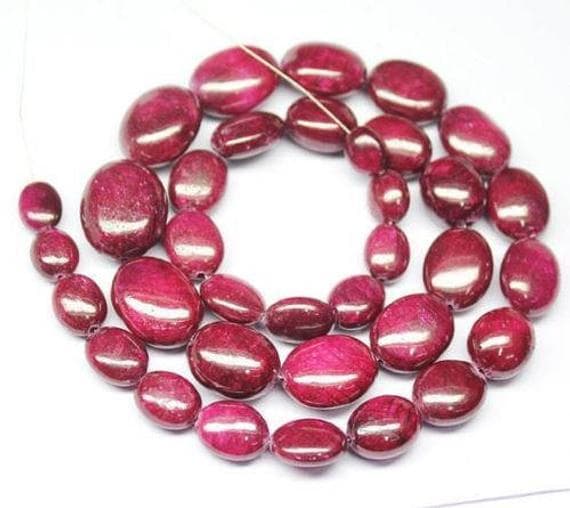 1 strand ruby oval smooth 7'' long strand gemstone beads, jewelry supplies for jewelry making, bulk beads, for meditation jewellery for Reiki Healing  gemstone size 12mm to 16mm