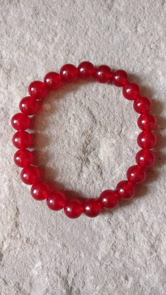 love beach youth 8mm Red Red Carnelian Stretchable Bracelet Round, Smooth 18cm for mens, womens, gf, bf and adults.