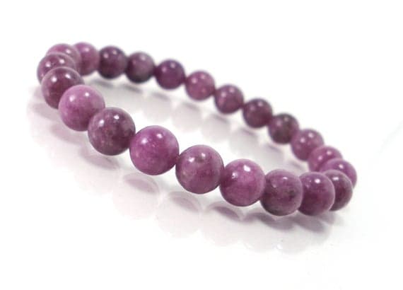 Jewelry Energy 8mm Stretchable Pink Lepidolite Bracelet Round, Smooth 7" for mens, womens.