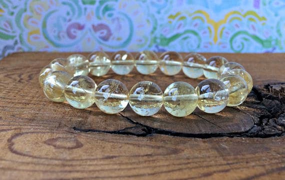 Anxiety Relief Calming 8mm Stretchable Yellow Citrine Bracelet Round, Smooth 7" for mens, womens, gf, bf & Adult.