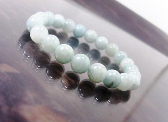 Anxiety Gemstone 8mm Stretchable Blue Blue Jadeite Bracelet Round, Smooth 7" for mens, womens.