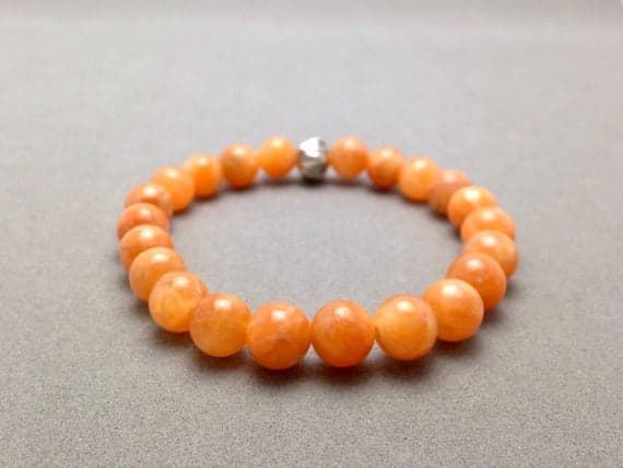 Orange Calcite Stretch Bead Bracelet to Cleanse and Balance Sacral Chakra, Move Past Trauma, Increase Optimism 8mm  Code- WAR6217