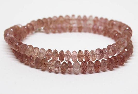 strawberry quartz necklace rondelle faceted 18.5'strand gemstone beads, jewelry supplies for jewelry making, bulk beads, for meditation jewellery for Reiki Healing  gemstone 7-8mm