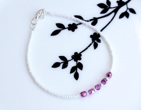 White Seed Bead Bracelet, Beaded Bracelet, Stacking Bracelet, Minimalist Bracelet, Dainty Bracelet, Simple Bracelet, Delicate Bracelet 3-5mm Code- WAR9106