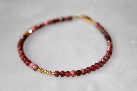 Spiritual Ruby Bracelet With Meaning | Inspirational Native American Spirituality Bracelet | Cherokee Beliefs Inspired Beaded Bracelet 3mm  Code- WAR6055