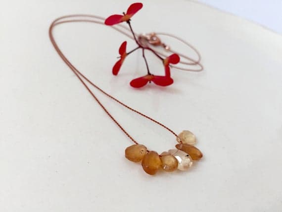 hessonite garnet necklace, amber necklace, gemstone necklace, honey necklace, handcrafted 7x4mm Code- WAR6097