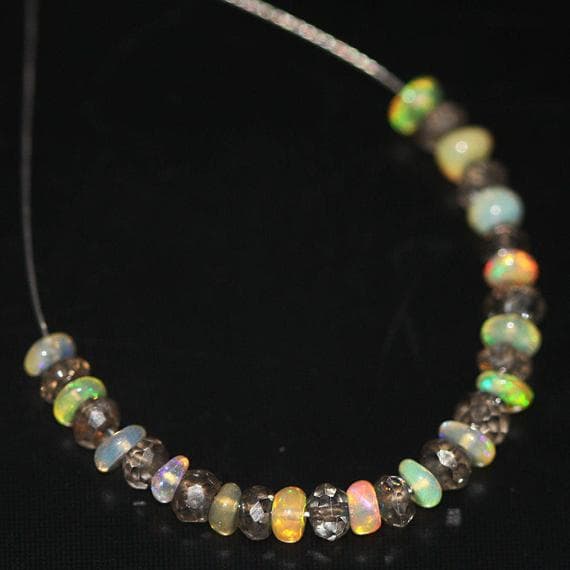 1 strand ethiopian fire opal rondelle smooth 2'' long strand gemstone beads, jewelry supplies for jewelry making,  for meditation jewellery for Reiki Healing  gemstone size 3mm to 4mm