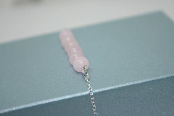 925 sterling Silver Anniversary Gift 6mm stacking Pink Rose Quartz Bracelet Round, Smooth 7" for mens, womens.