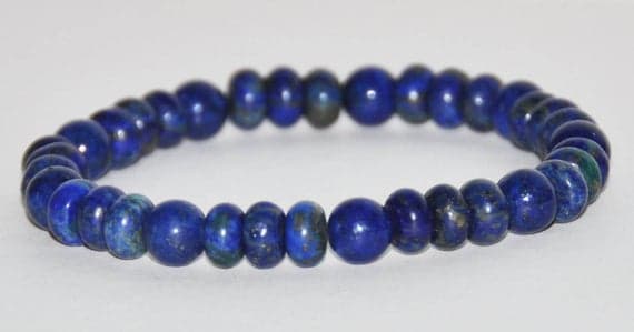 good luck gift 5x8mm Blue Azurite & Lapis Lazuli Stretchable Bracelet Rondelle,Round, Smooth 18cm for mens, womens, gf, bf and adults.