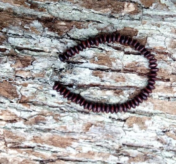 925 sterling silver chakras simple 6mm Red Sandalwood stacking Bracelet Rondelle, Smooth 18cm for mens, womens, gf, bf and adults.