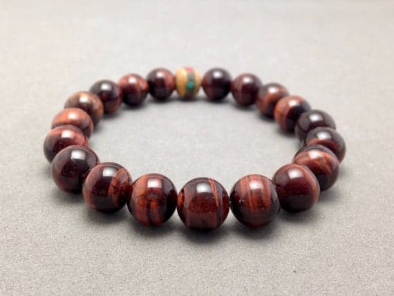 10MM Red Tigers Eye Stretch Bead Bracelet for Self Empowerment, Self Courage and Self Confidence, GRounding, Peace and Balance Code- WAR6210
