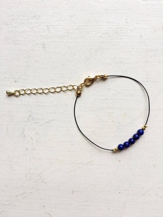 LAPIS LAZULI gemstone bead friendship bracelet. dainty bracelet - gemstone bracelet - stacking bracelet - layering bracelet - blue gemstone 4mm Code- WAR9075